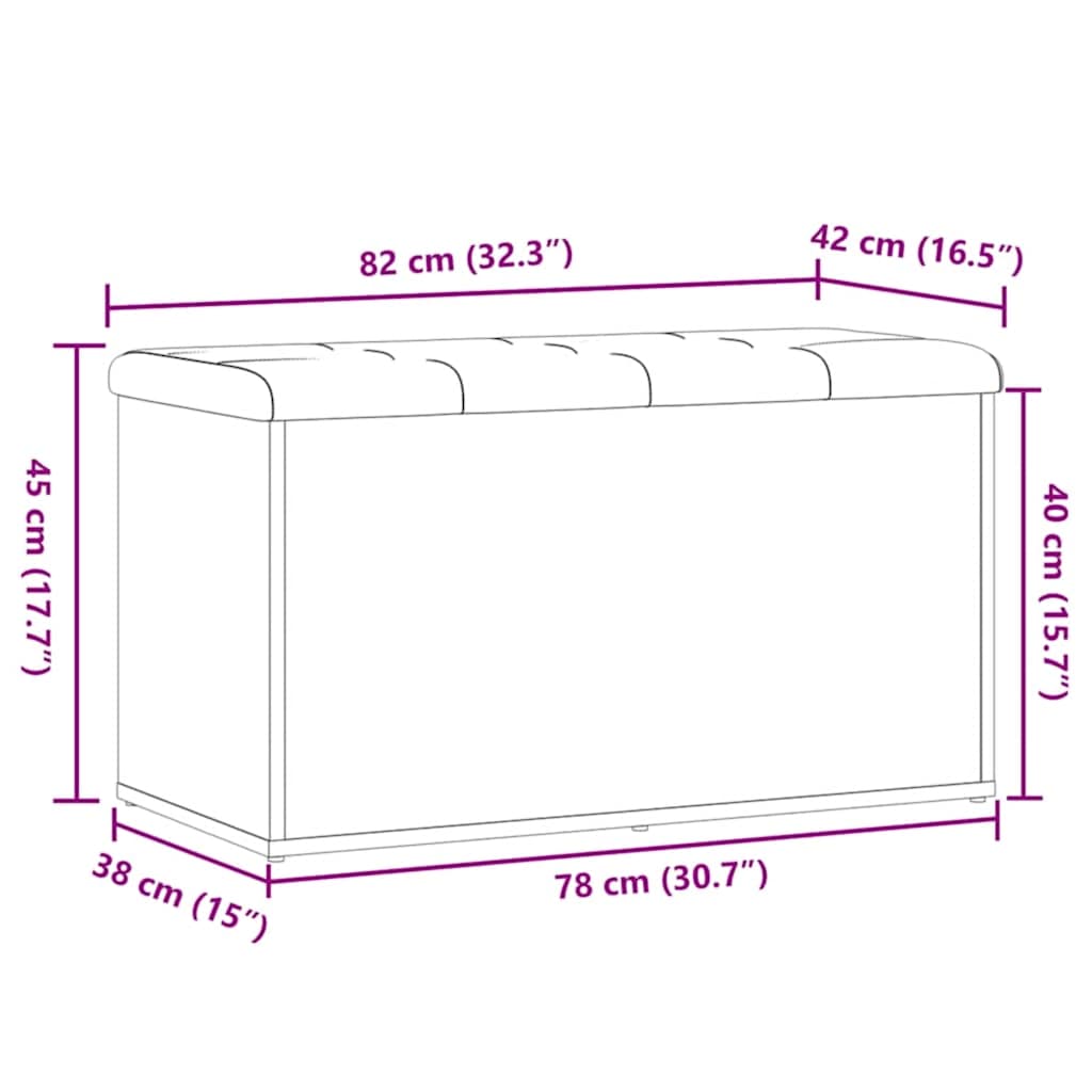 vidaXL Πάγκος Αποθήκευσης Χειροποίητος Δρυς 82x42x45 εκ. από Τεχνητό Ξύλο