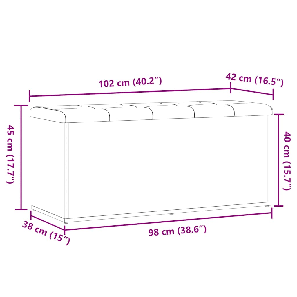 Πάγκος αποθήκευσης vidaXL Παλαιό ξύλο 102x42x45 cm Κατασκευασμένο ξύλο