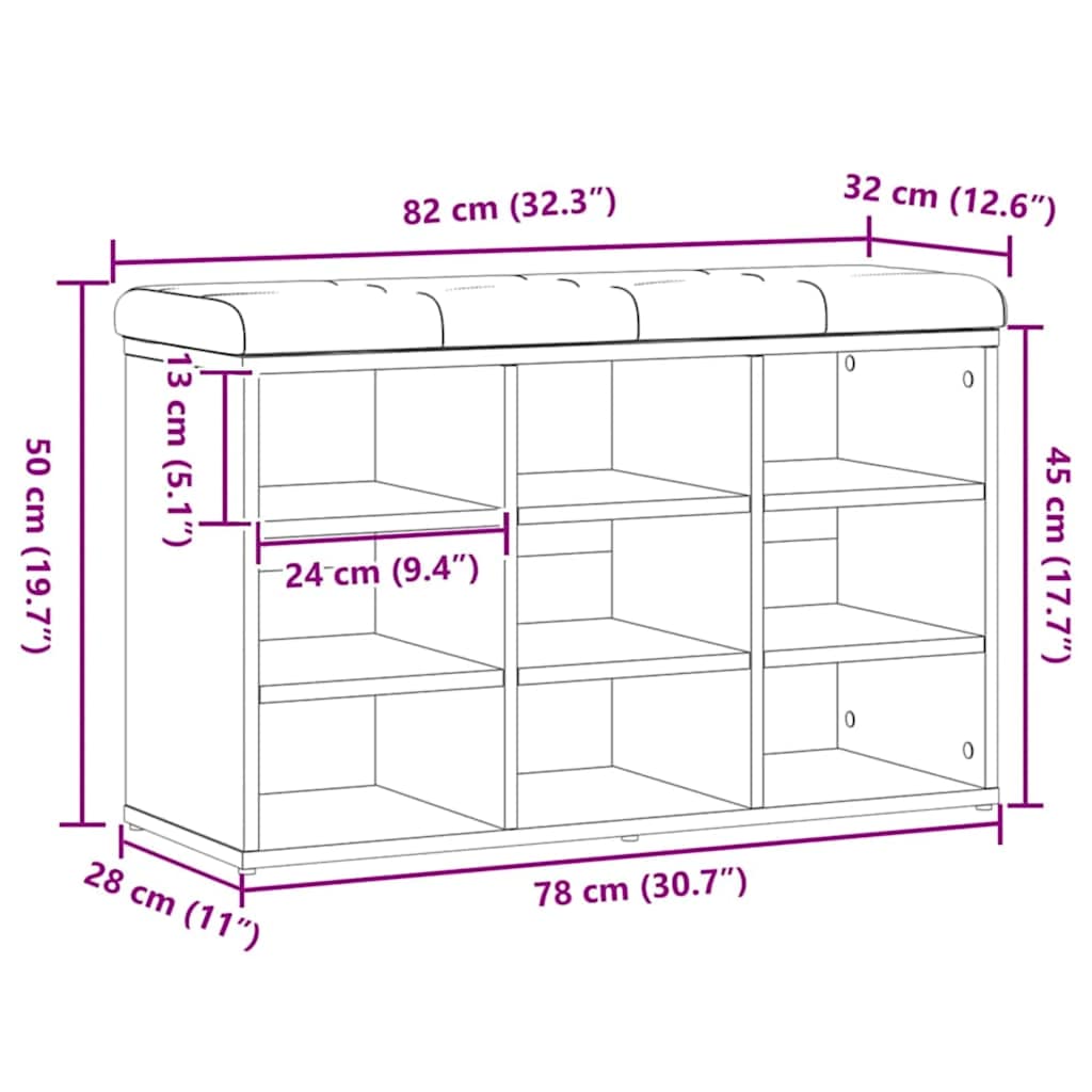 Πάγκος παπουτσιών vidaXL Artisan Oak 82x32x50 cm Κατασκευασμένο ξύλο