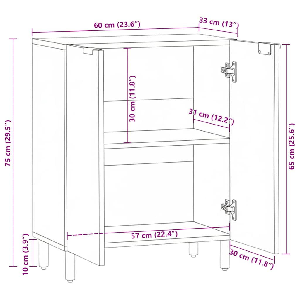 vidaXL Μπουφές Μαύρος 60x33x75 εκ. από Επεξεργασμένο Ξύλο