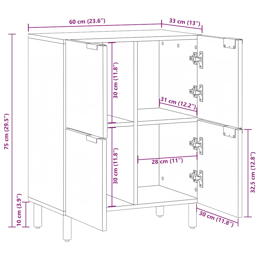 vidaXL Ραφιέρα Μαύρη 60x33x75 εκ. από Επεξεργασμένο Ξύλο
