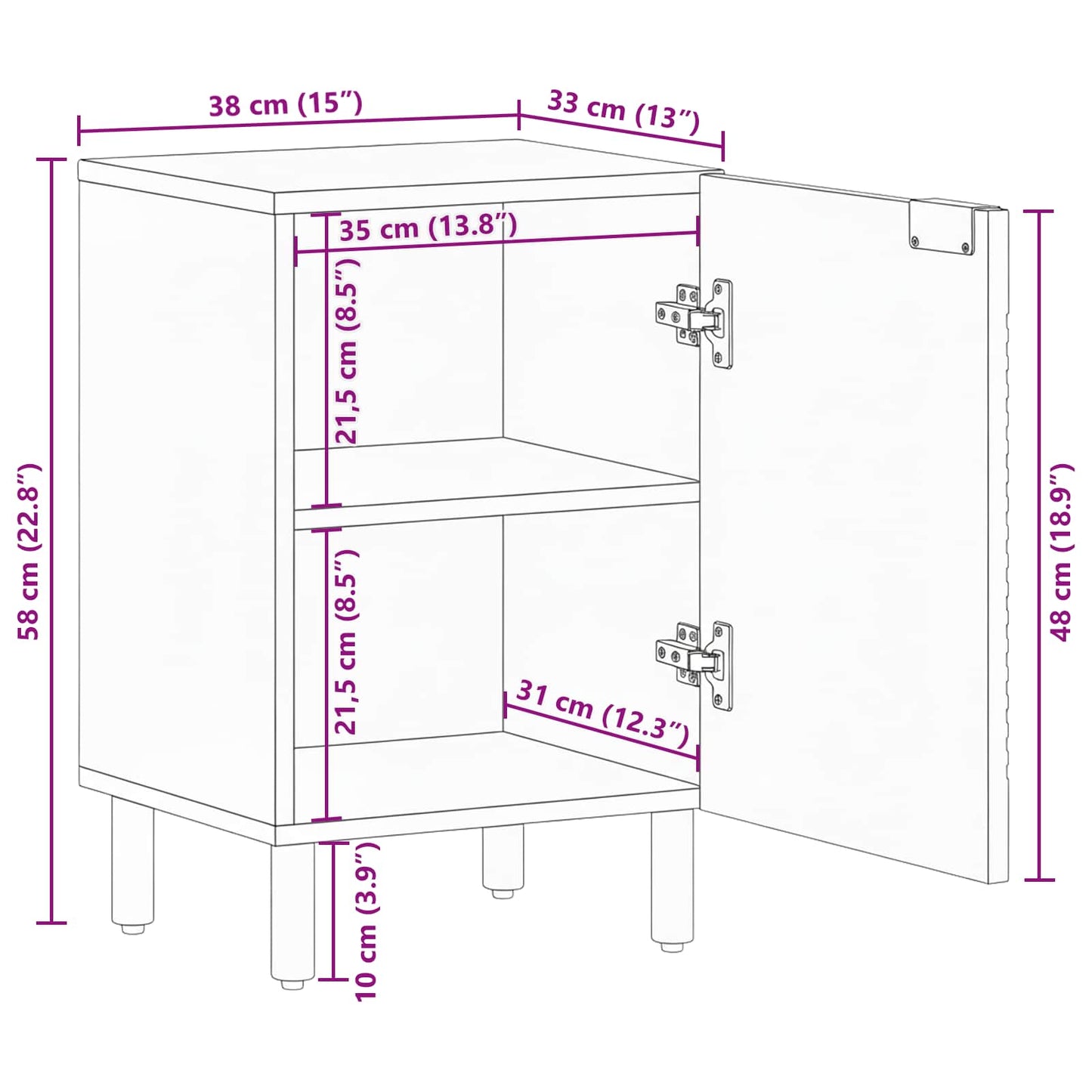 vidaXL Ντουλάπι Μπάνιου Καφέ 38 x 33 x 58 εκ Στερεό ξύλο μάνγκο