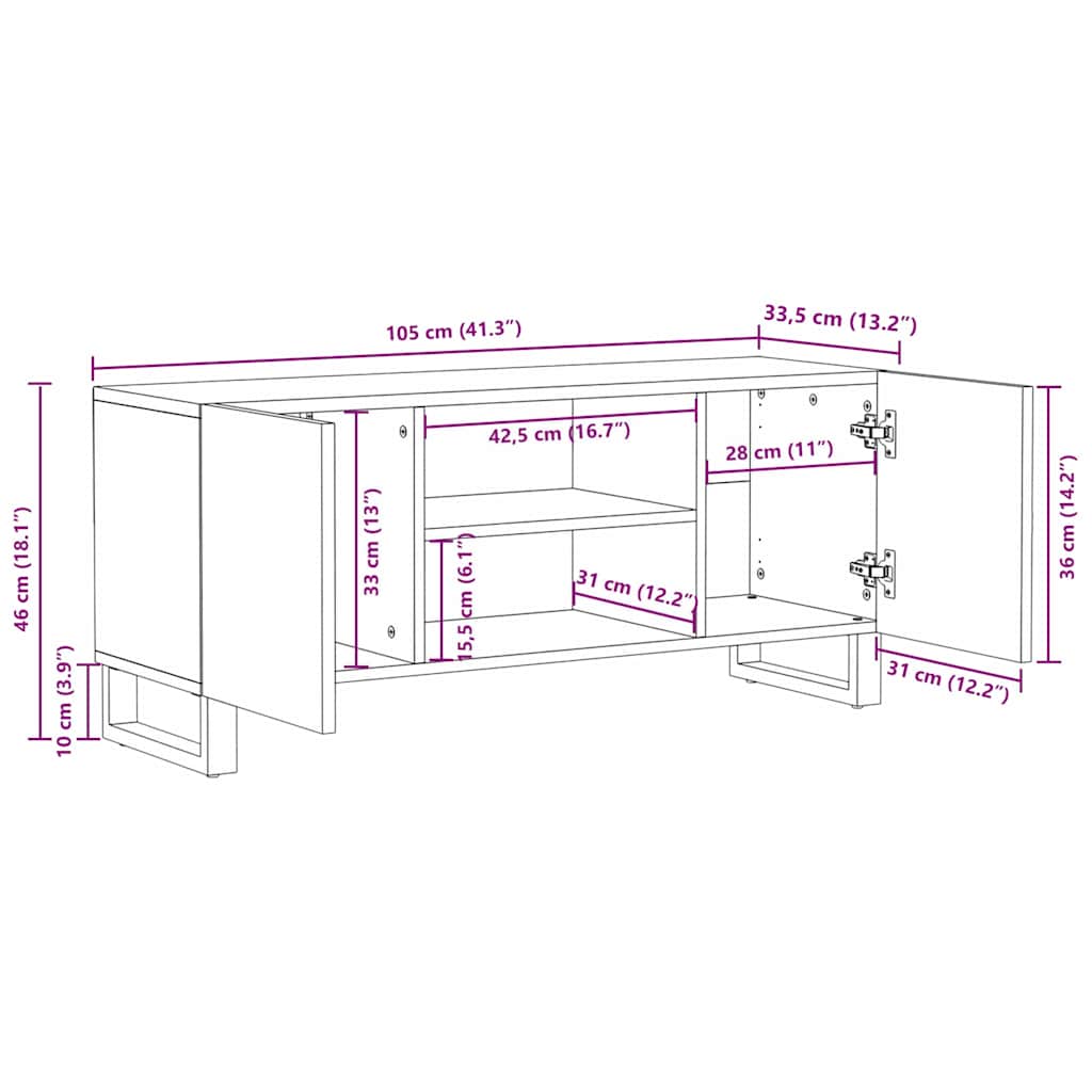 vidaXL Μονάδες TV Λευκό 105 x 33 x 46 εκ. Επεξεργασμένο ξύλο