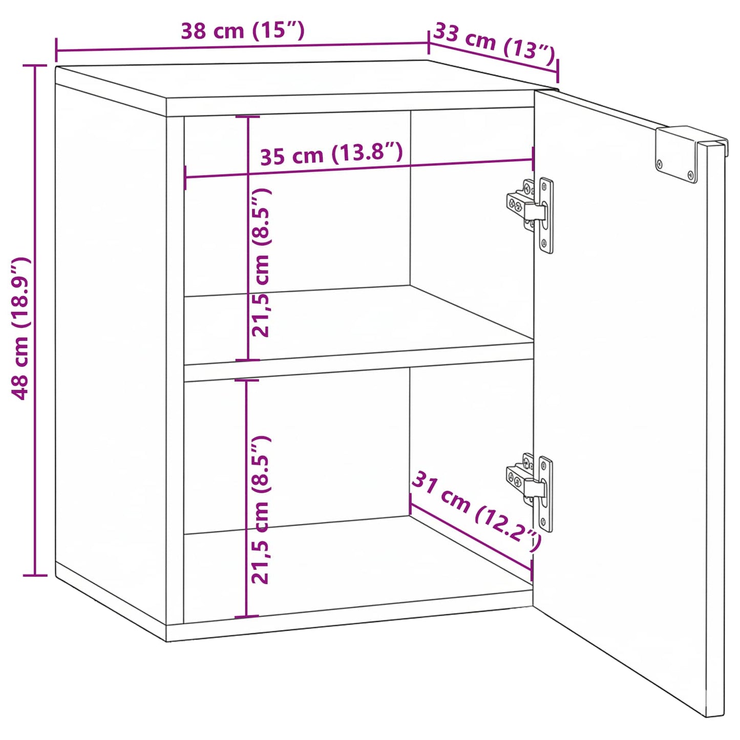 vidaXL Ντουλάπα Νιπτήρα Mπάνιου με ράφι Λευκό 38 x 33,5 x 48 εκ.