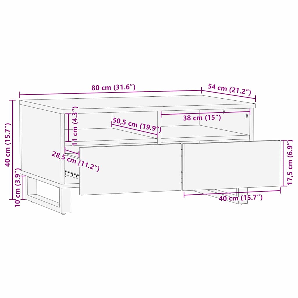 vidaXL Τραπέζι Καφέ 80x54x40 εκ. από Σκοπευτό Ξύλο Μάνγκο