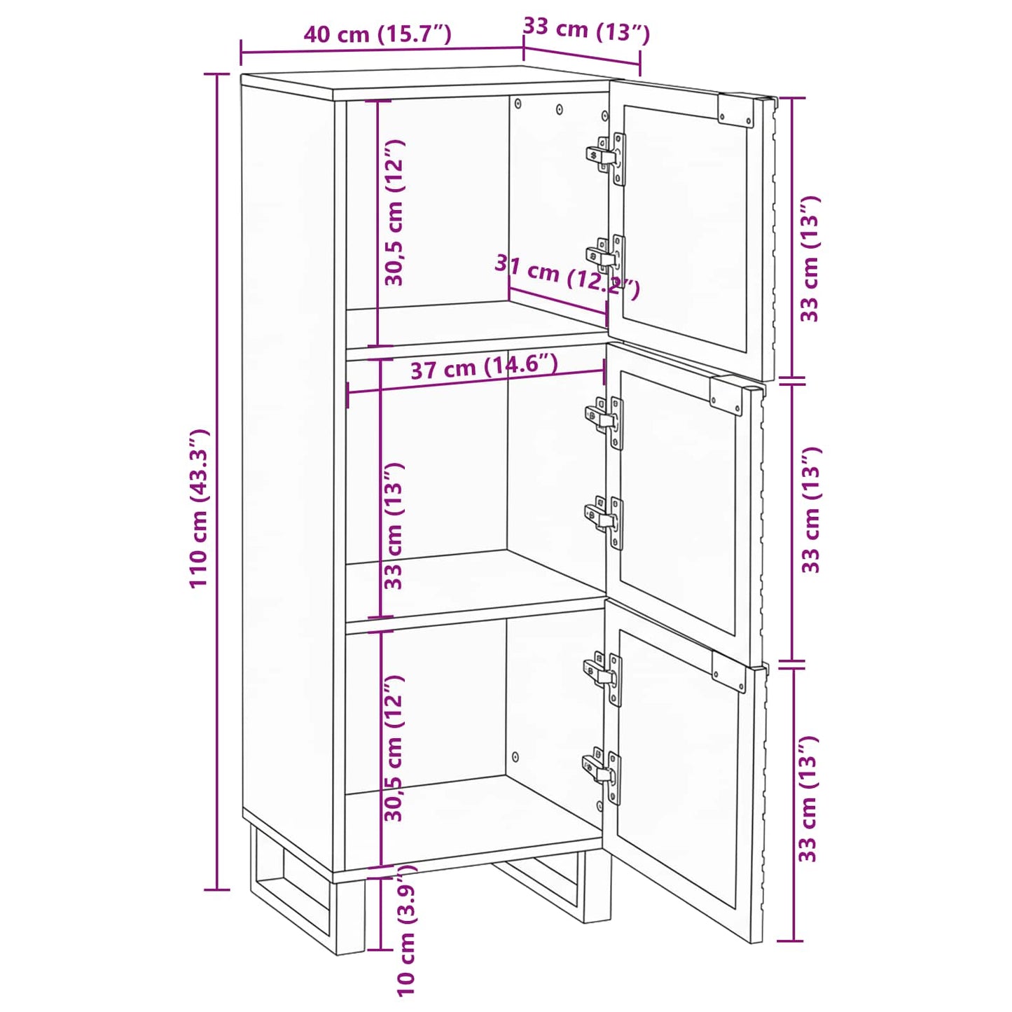 vidaXL Υψηλό Γραφείο Καφέ 40 x 33 x 110 εκ Μασίφ ξύλο μάνγκο