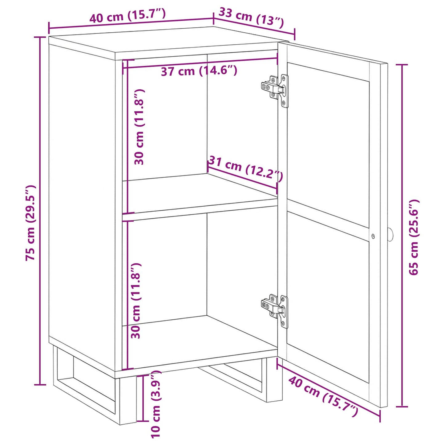 vidaXL Πλαϊνό γραφείο Καφέ 40 x 33 x 75 εκ. Στερεό ξύλο μάνγκο