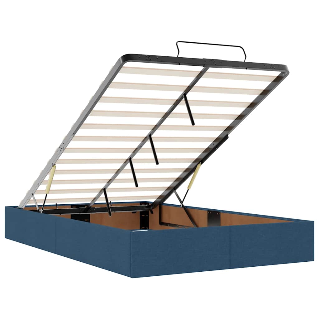 vidaXL Οθωμανικό κρεβάτι με στρώμα μπλε 120x200cm ύφασμα