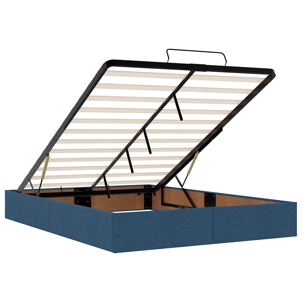 vidaXL Οθωμανικό κρεβάτι με στρώμα μπλε 140x200cm ύφασμα