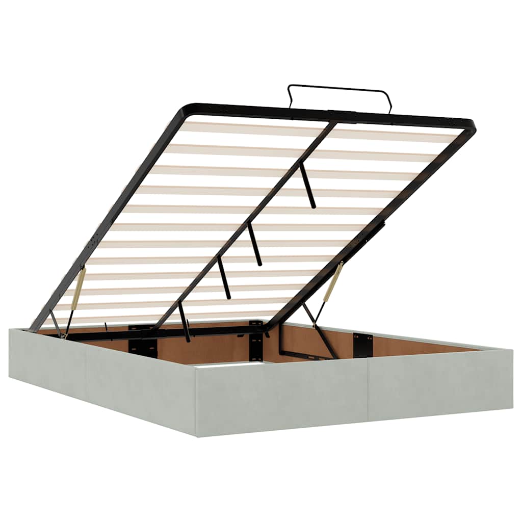 vidaXL Οθωμανικό κρεβάτι με στρώμα ανοιχτό γκρι 140x200cm Βελούδο