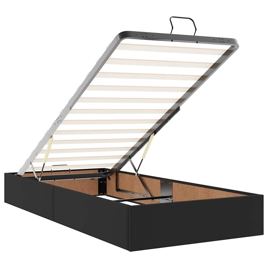 vidaXL Οθωμανικό κρεβάτι με στρώματα Μαύρο 200x200cm Faux Leather