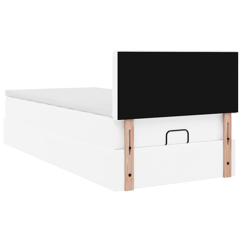 vidaXL Οθωμανικό κρεβάτι με στρώμα Λευκό 80x200cm Faux Leather