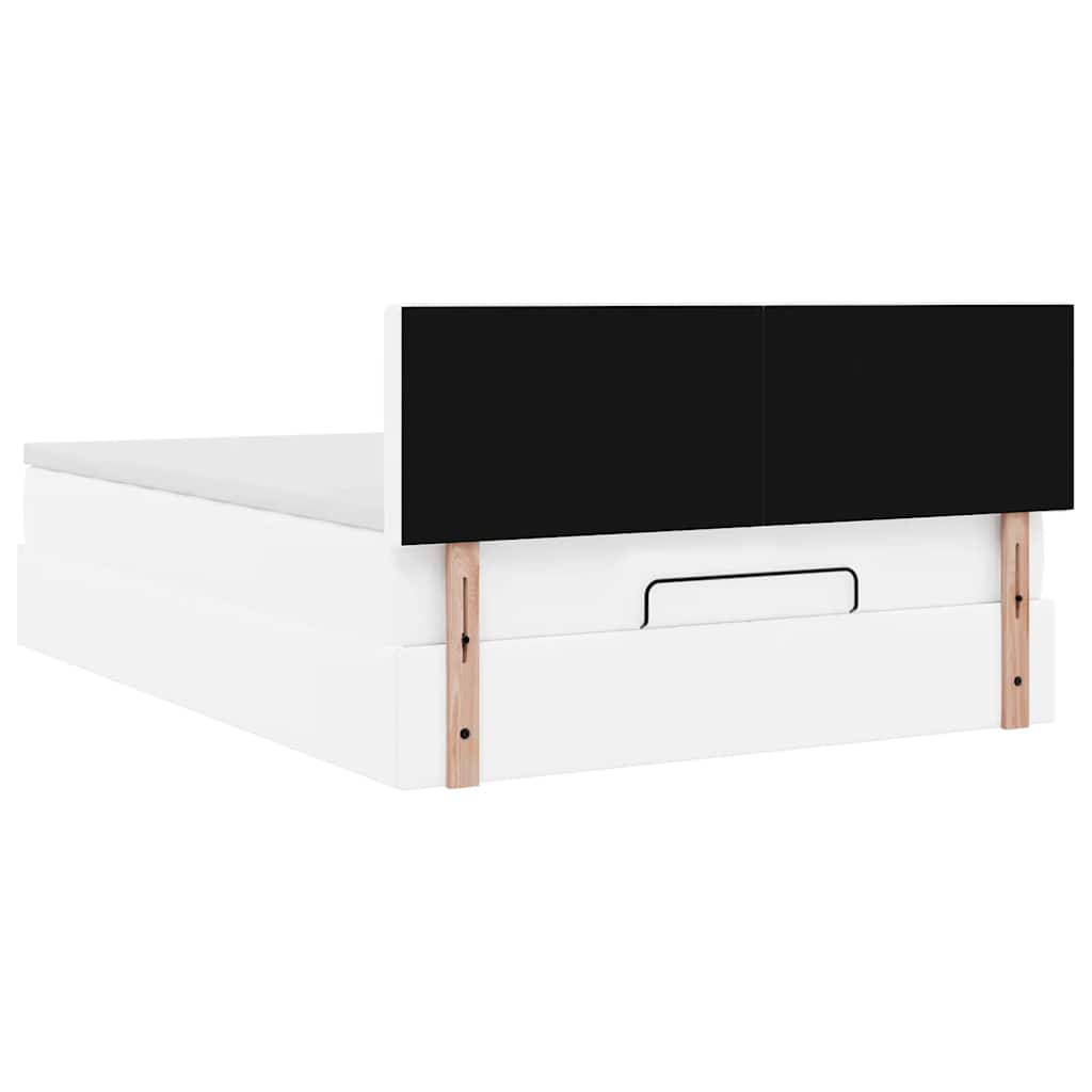 vidaXL Οθωμανικό κρεβάτι με στρώμα Λευκό 140x190cm Faux Leather
