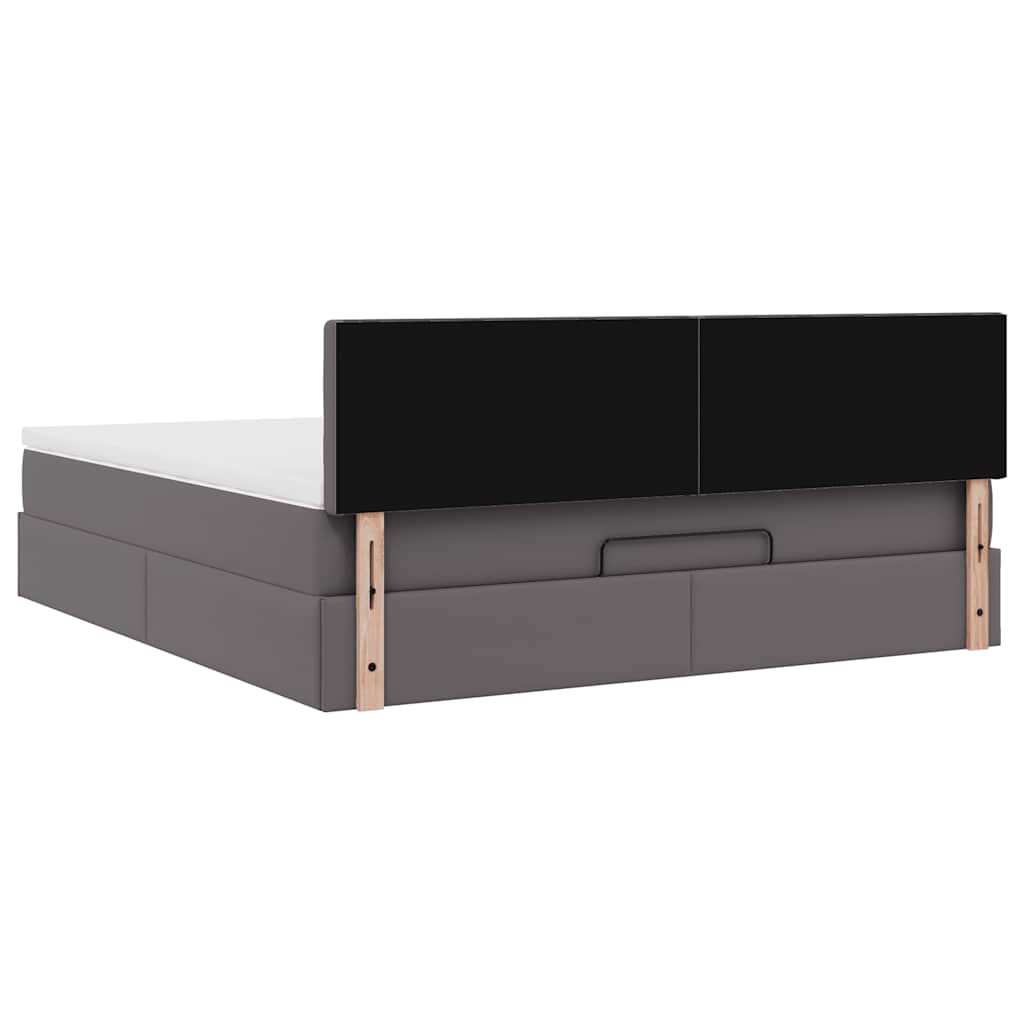 vidaXL Οθωμανικό κρεβάτι με στρώμα Γκρι 180x200cm Faux Leather