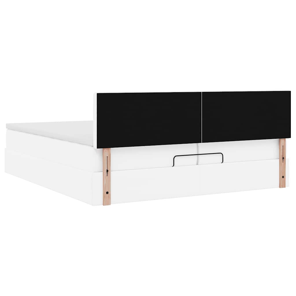 vidaXL Οθωμανικό κρεβάτι με στρώματα Λευκό 200x200cm Faux Leather