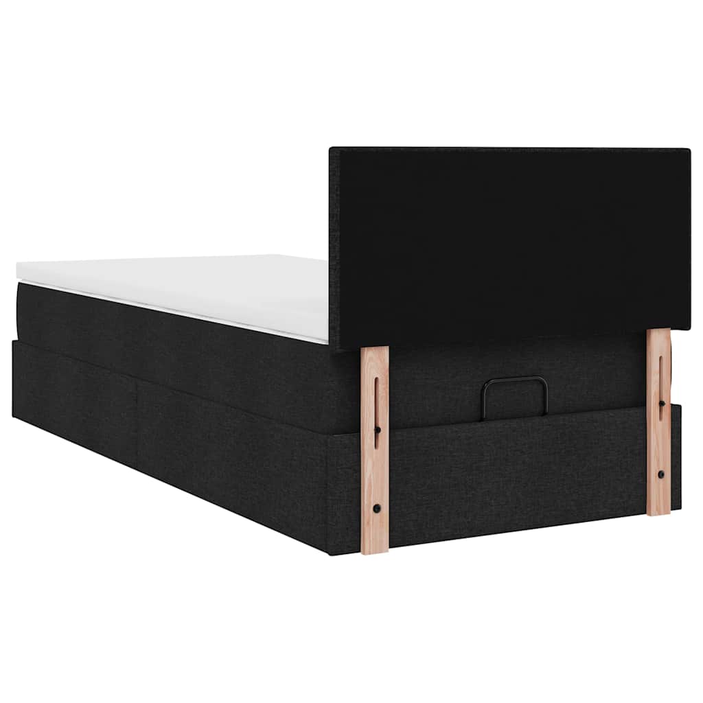vidaXL Οθωμανικό κρεβάτι με στρώμα Μαύρο 90x190cm Ύφασμα