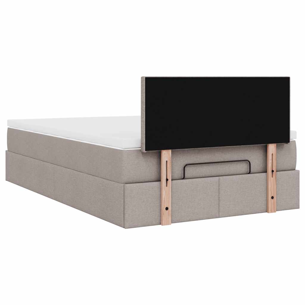 vidaXL Οθωμανικό κρεβάτι με στρώμα Taupe 120x190 cm Ύφασμα