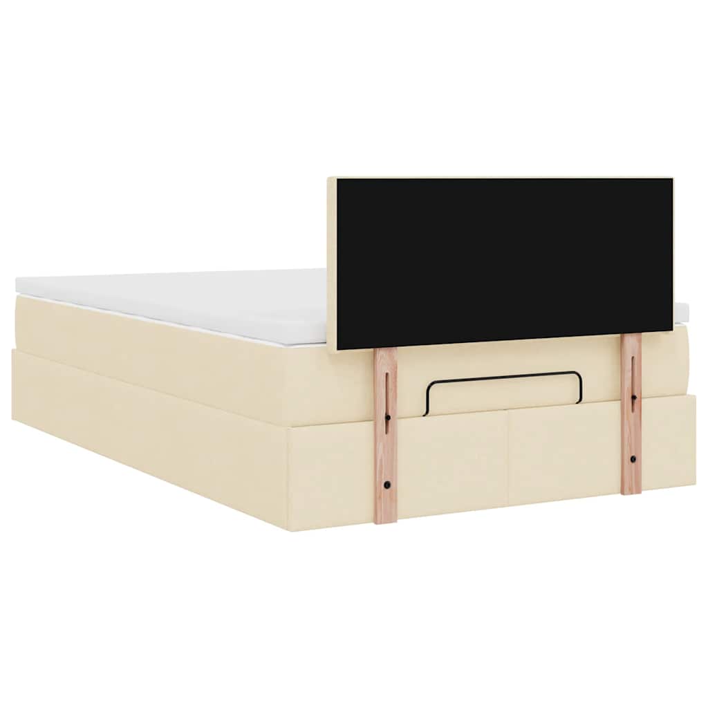 vidaXL Οθωμανικό κρεβάτι με στρώμα Cream 120x190 cm Ύφασμα