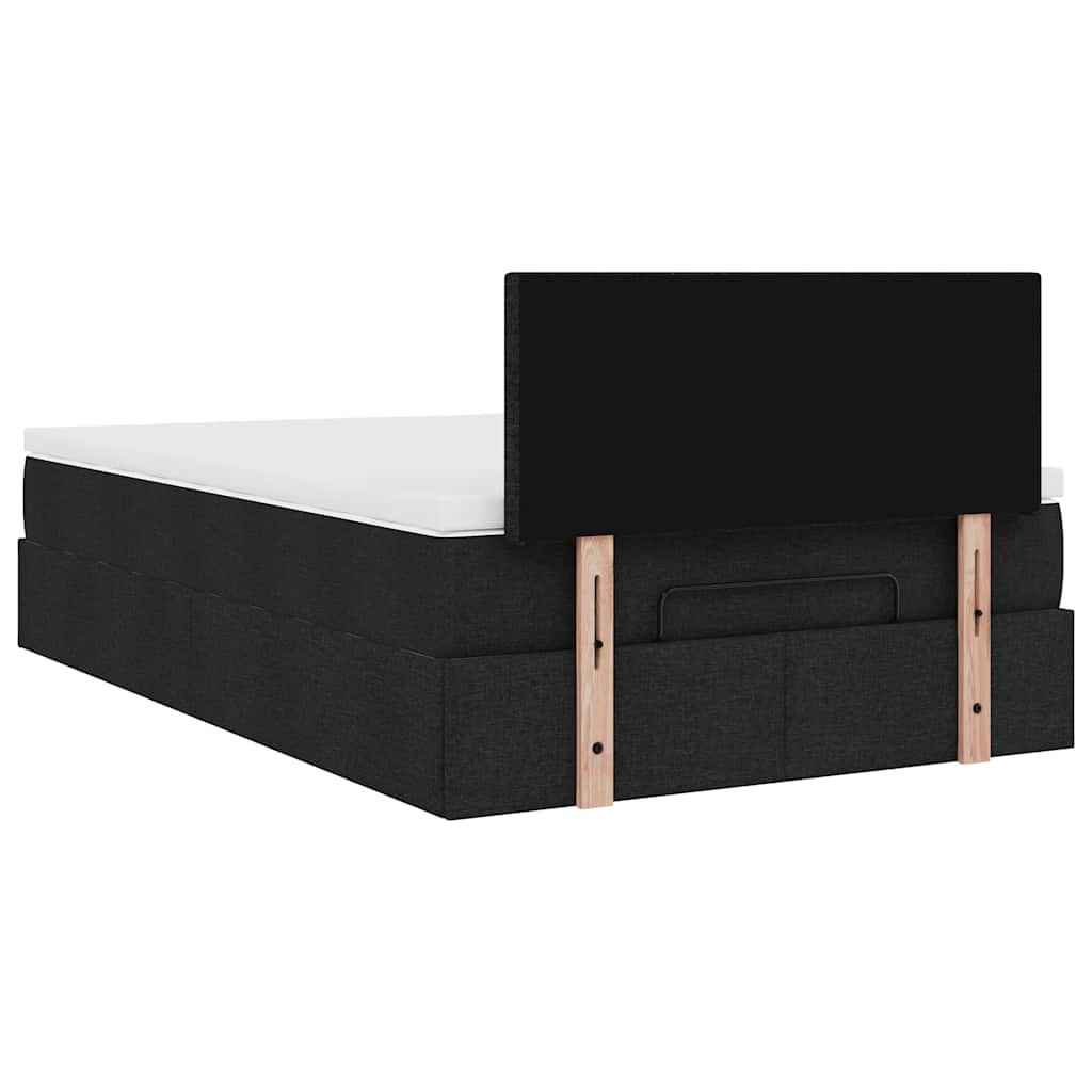 vidaXL Οθωμανικό κρεβάτι με στρώμα Μαύρο 120x200cm Ύφασμα