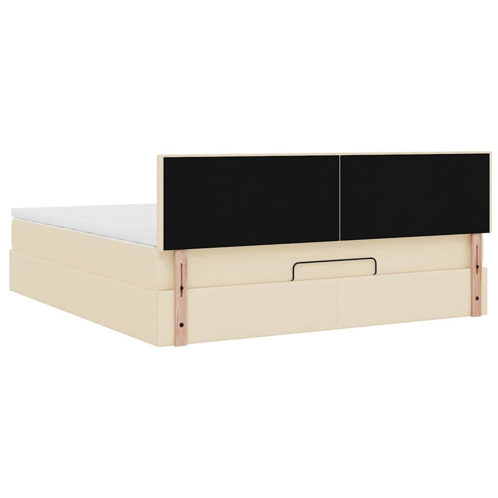 vidaXL Οθωμανικό Κρεβάτι με Στρώμα Κρέμα 160x200cm Ύφασμα