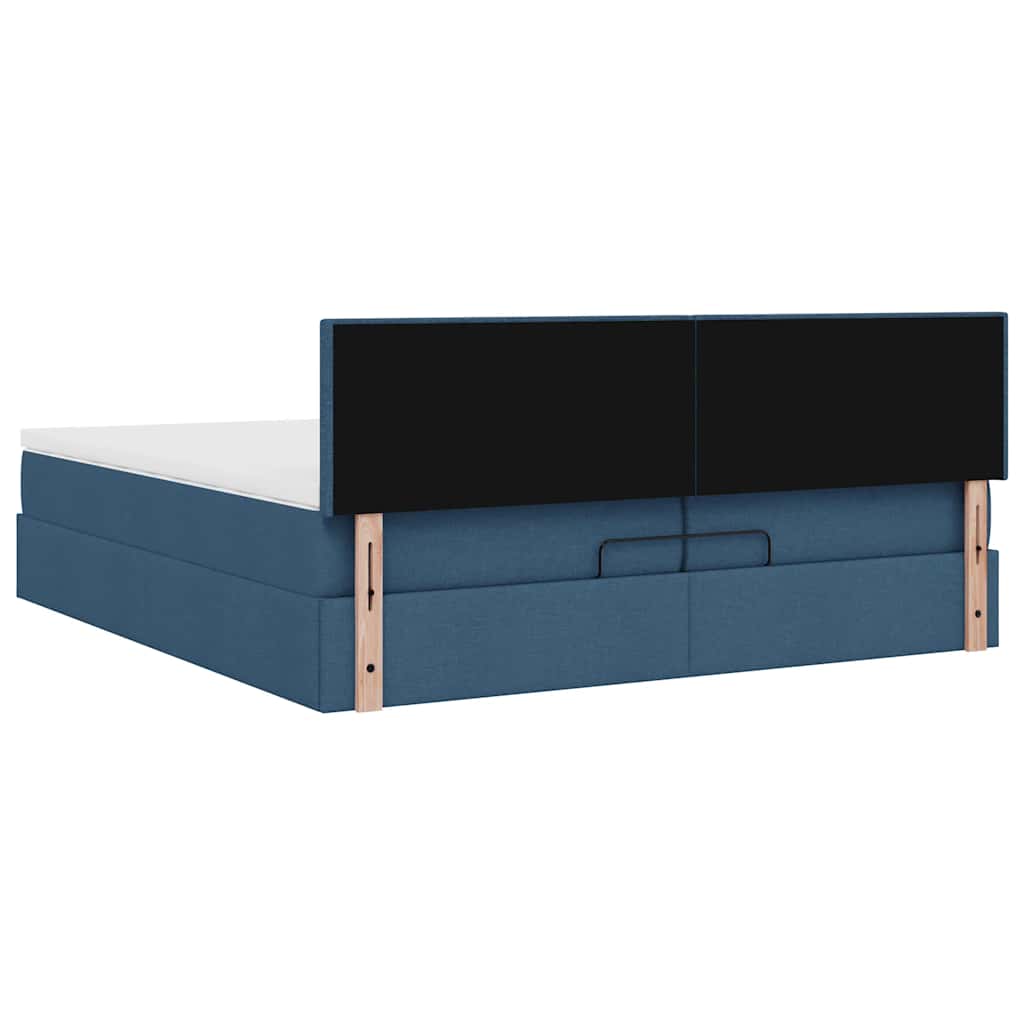 vidaXL Οθωμανικό κρεβάτι με στρώμα μπλε 200x200 cm ύφασμα