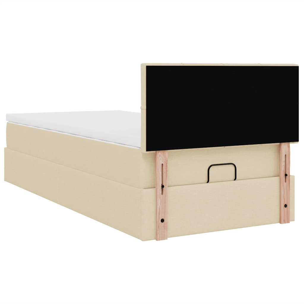 vidaXL Οθωμανικό κρεβάτι με στρώμα Cream 100x200cm ύφασμα