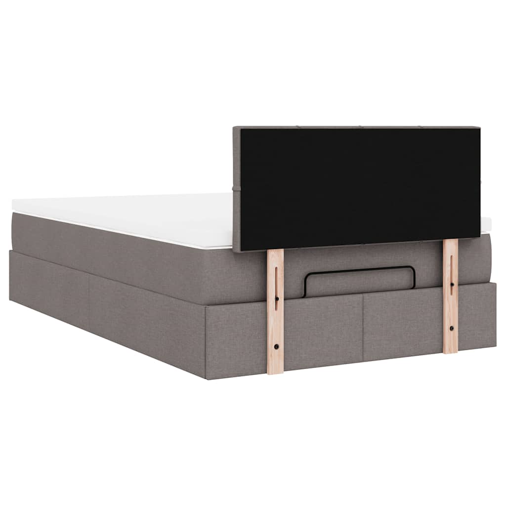 vidaXL Οθωμανικό κρεβάτι με στρώμα Taupe 120x190 cm Ύφασμα