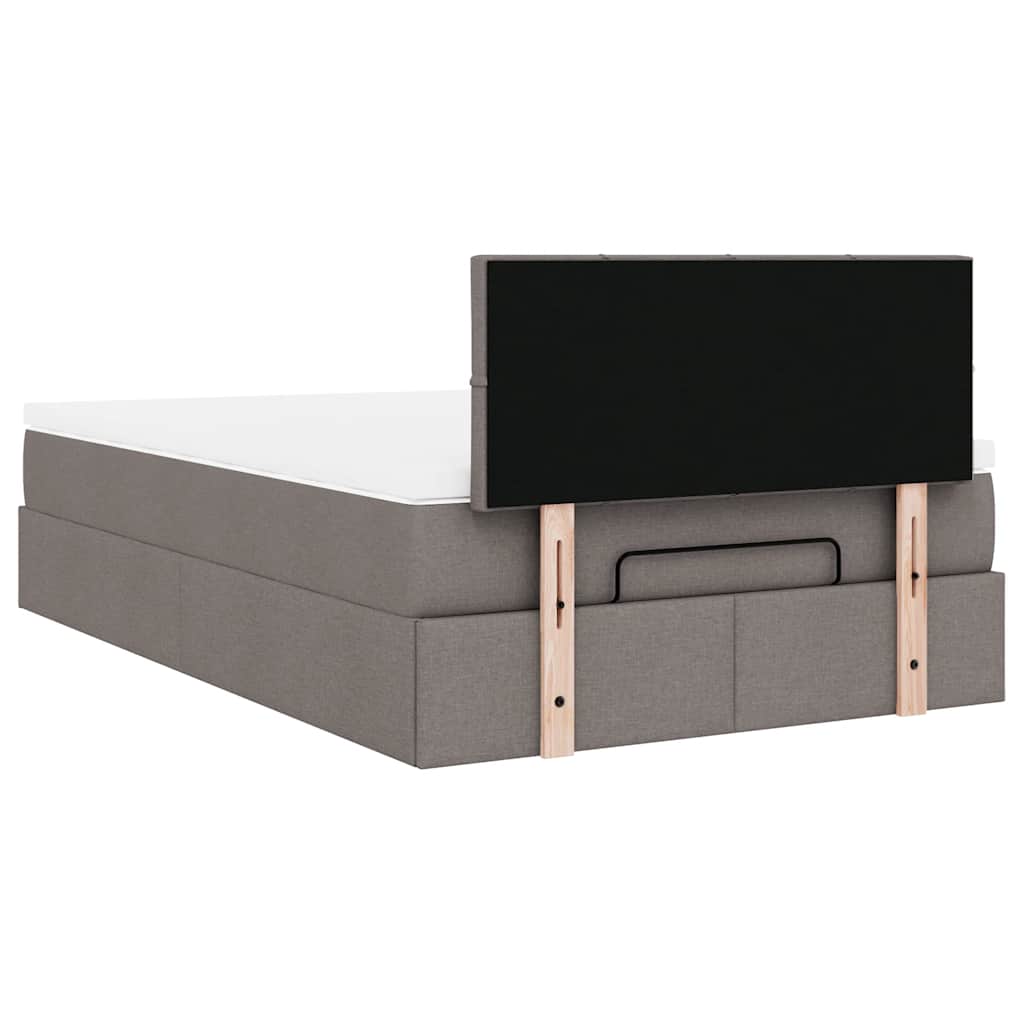 vidaXL Οθωμανικό κρεβάτι με στρώμα Taupe 120x200cm ύφασμα