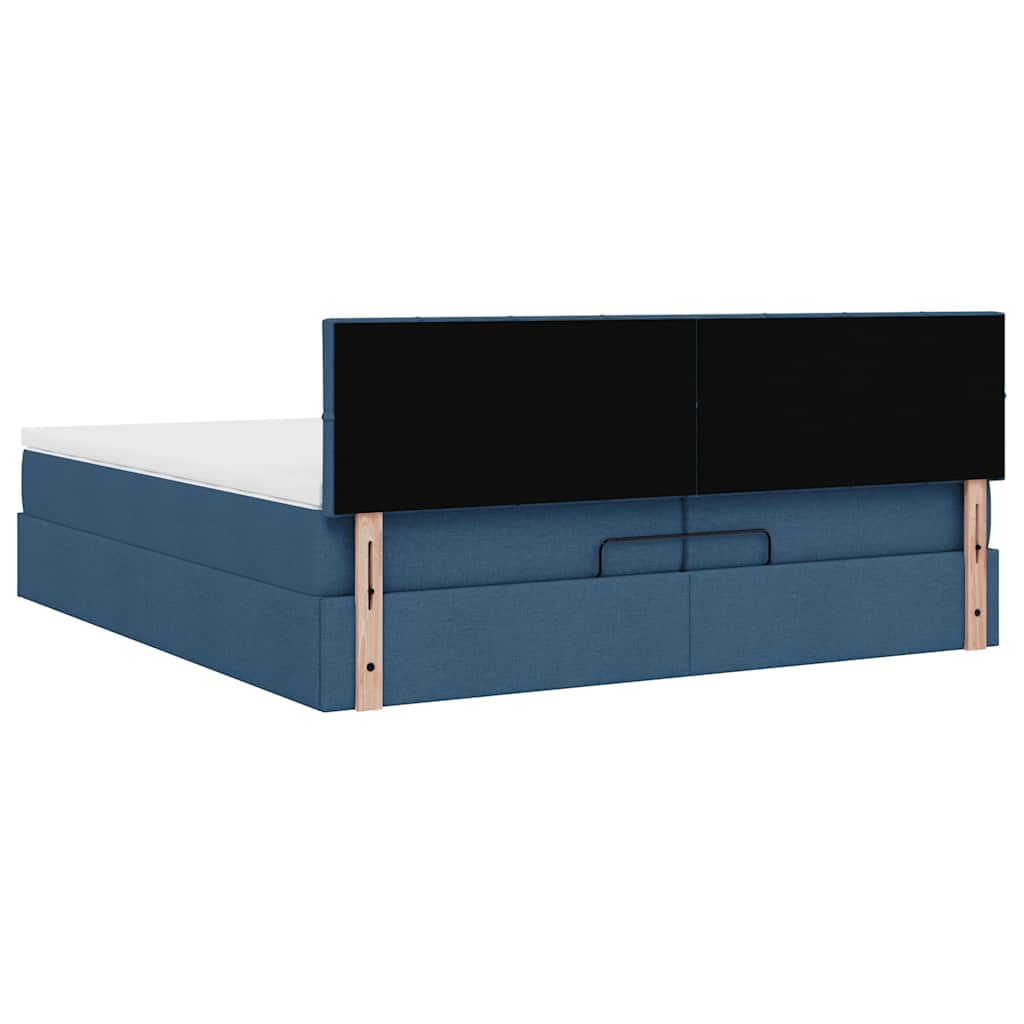 vidaXL Οθωμανικό κρεβάτι με στρώμα μπλε 200x200 cm ύφασμα