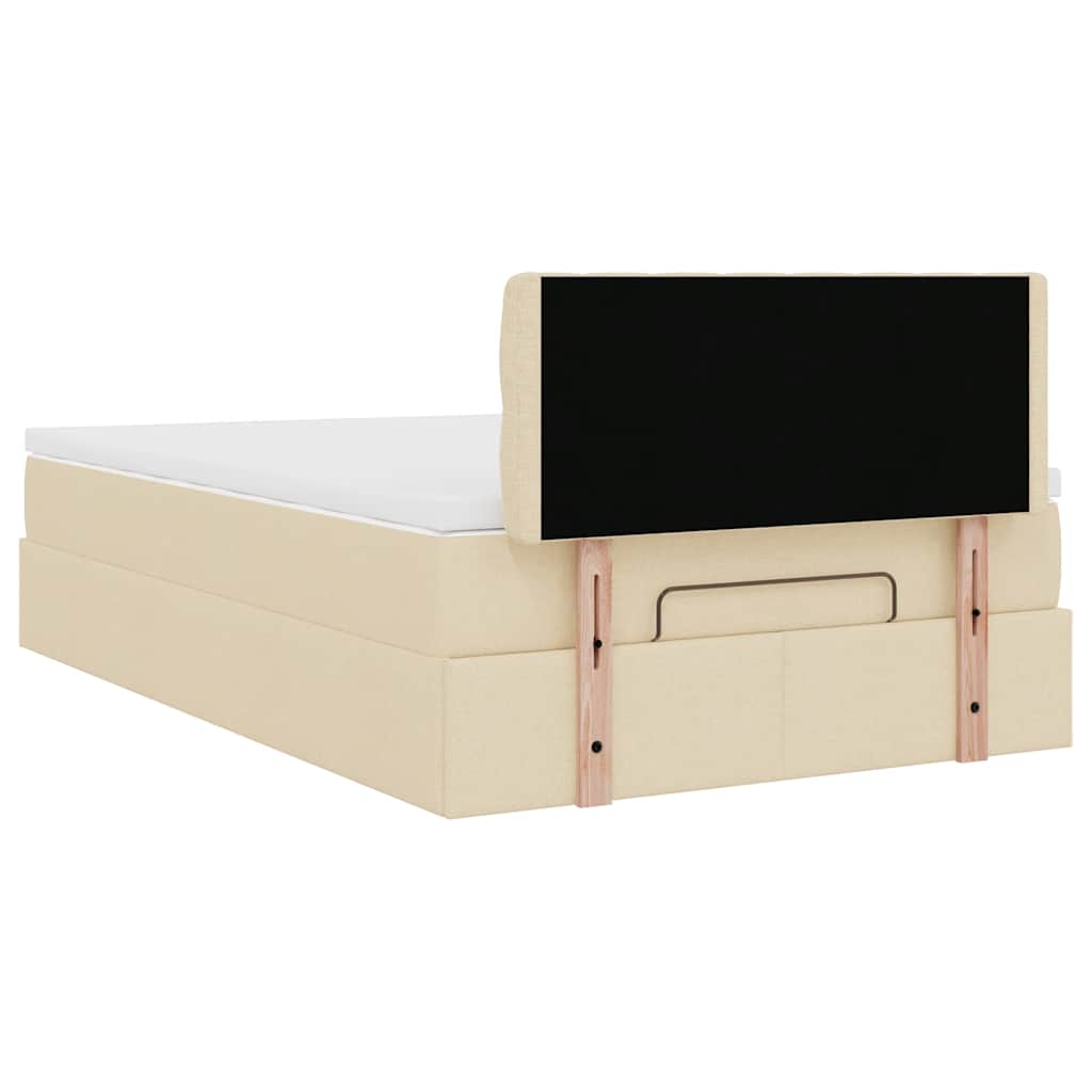 vidaXL Οθωμανικό κρεβάτι με στρώμα Cream 120x190 cm Ύφασμα
