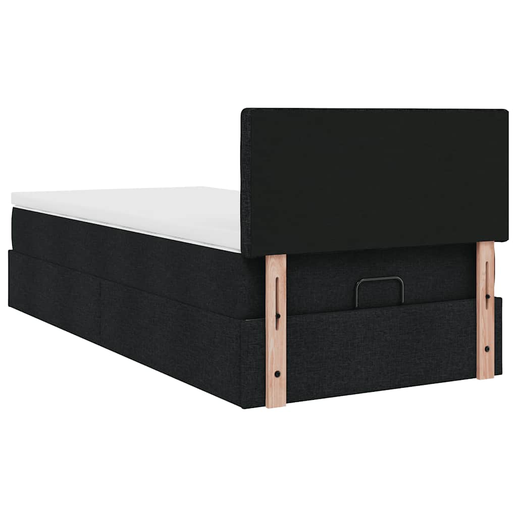 vidaXL Οθωμανικό κρεβάτι με στρώμα Μαύρο 90x190cm Ύφασμα