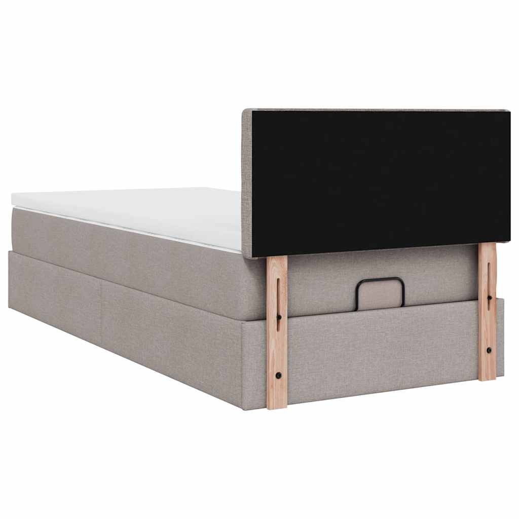 vidaXL Οθωμανικό κρεβάτι με στρώμα Taupe 100x200cm ύφασμα