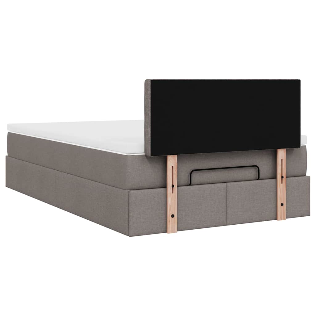 vidaXL Οθωμανικό κρεβάτι με στρώμα Taupe 120x190 cm Ύφασμα