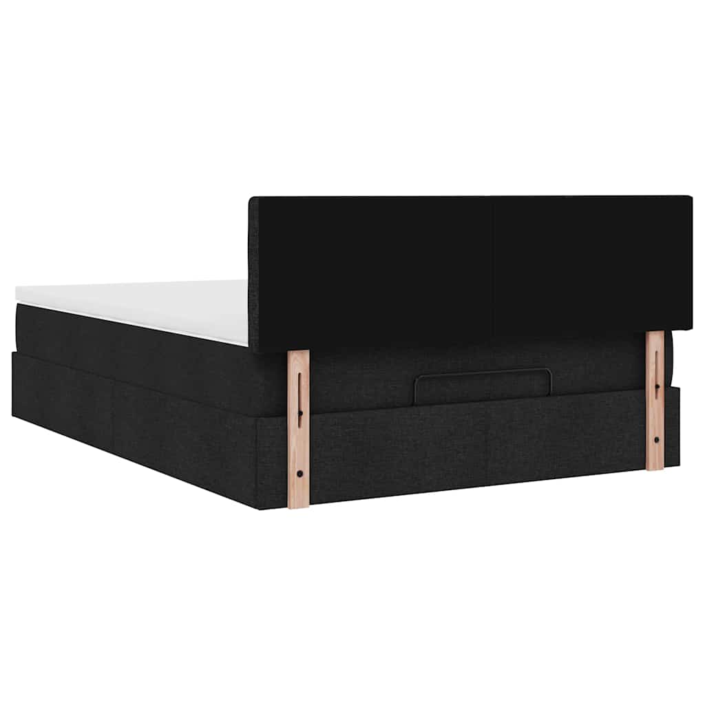 vidaXL Οθωμανικό κρεβάτι με στρώμα Μαύρο 140x190cm Ύφασμα