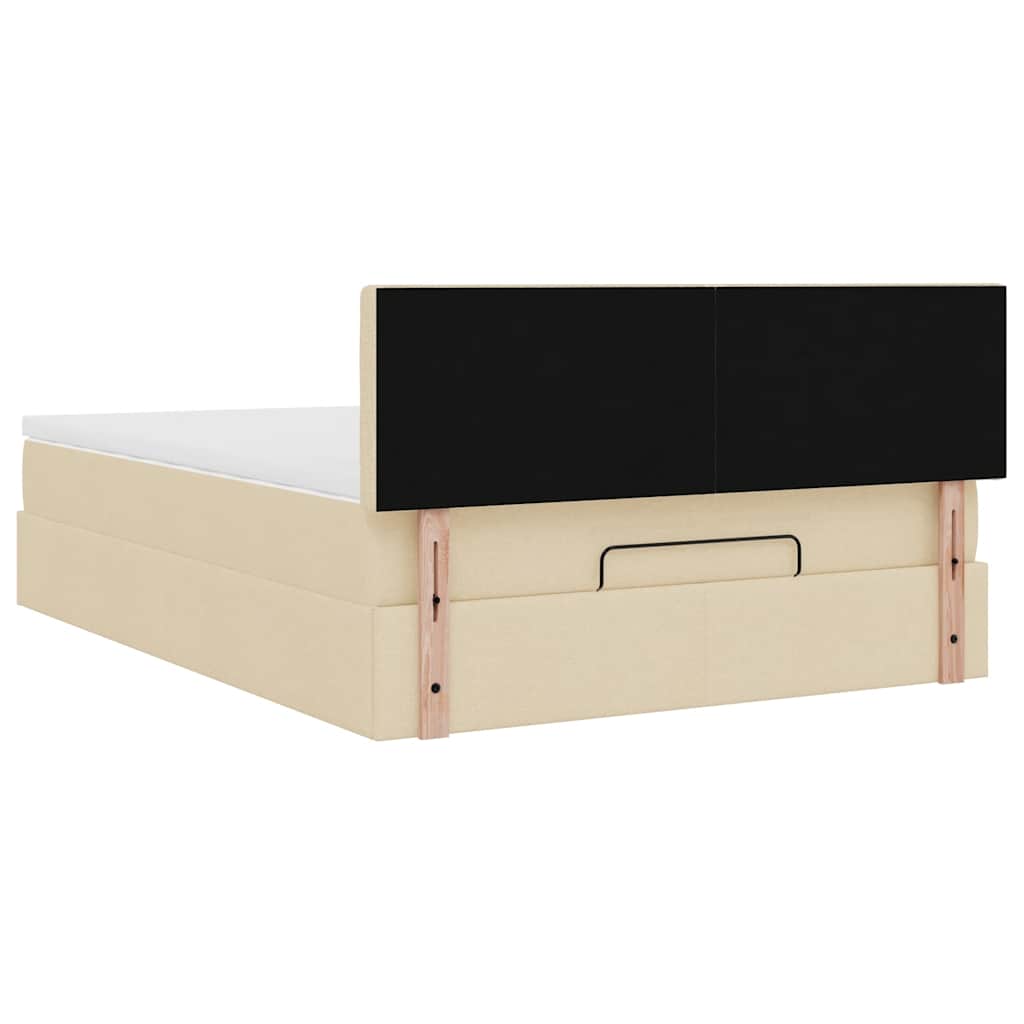 vidaXL Οθωμανικό κρεβάτι με στρώμα Cream 140x190cm ύφασμα