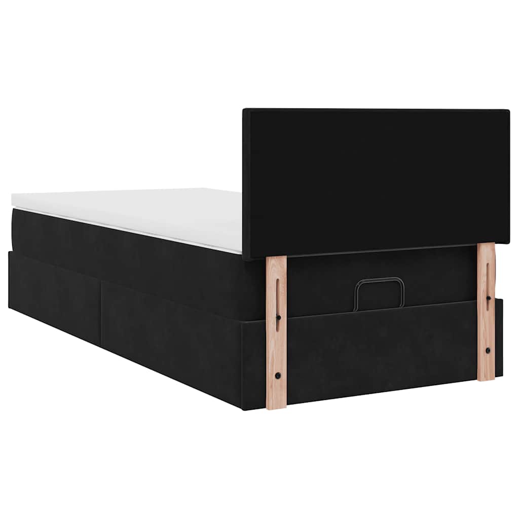 vidaXL Οθωμανικό κρεβάτι με στρώμα Μαύρο 80x200cm Velvet
