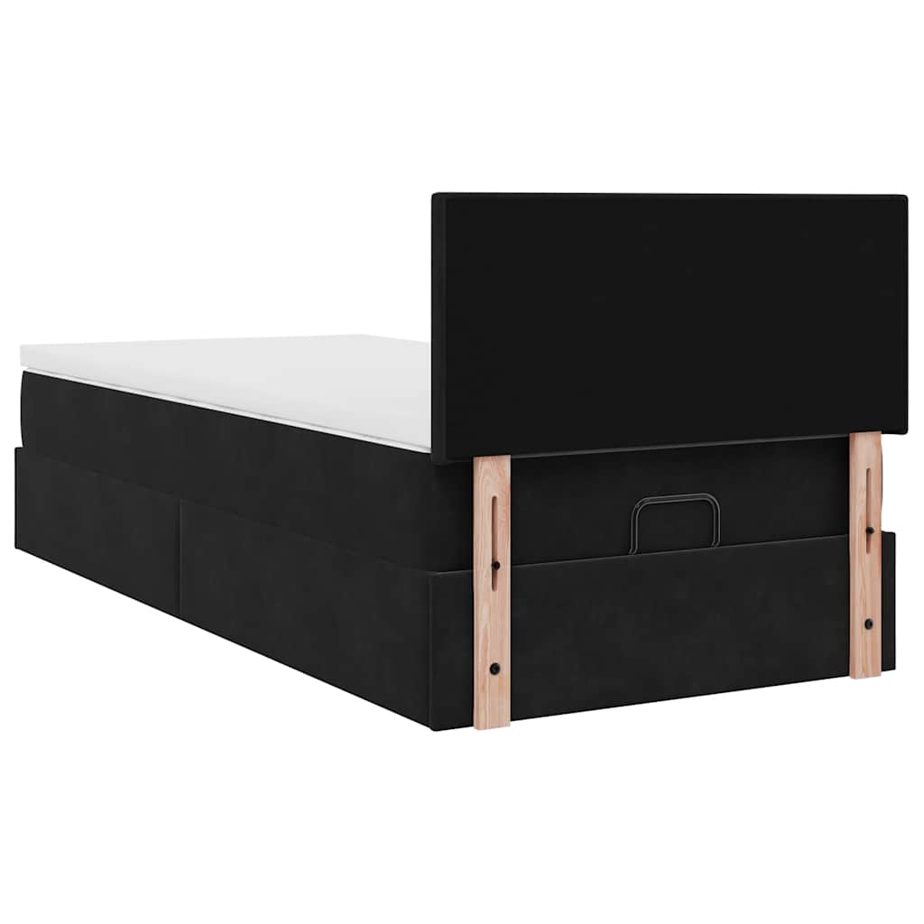 vidaXL Οθωμανικό κρεβάτι με στρώμα Μαύρο 90x200cm Velvet