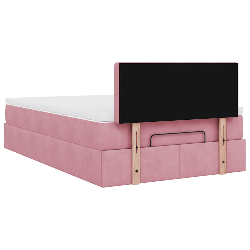 vidaXL Οθωμανικό κρεβάτι με στρώμα ροζ 120x190 cm Velvet