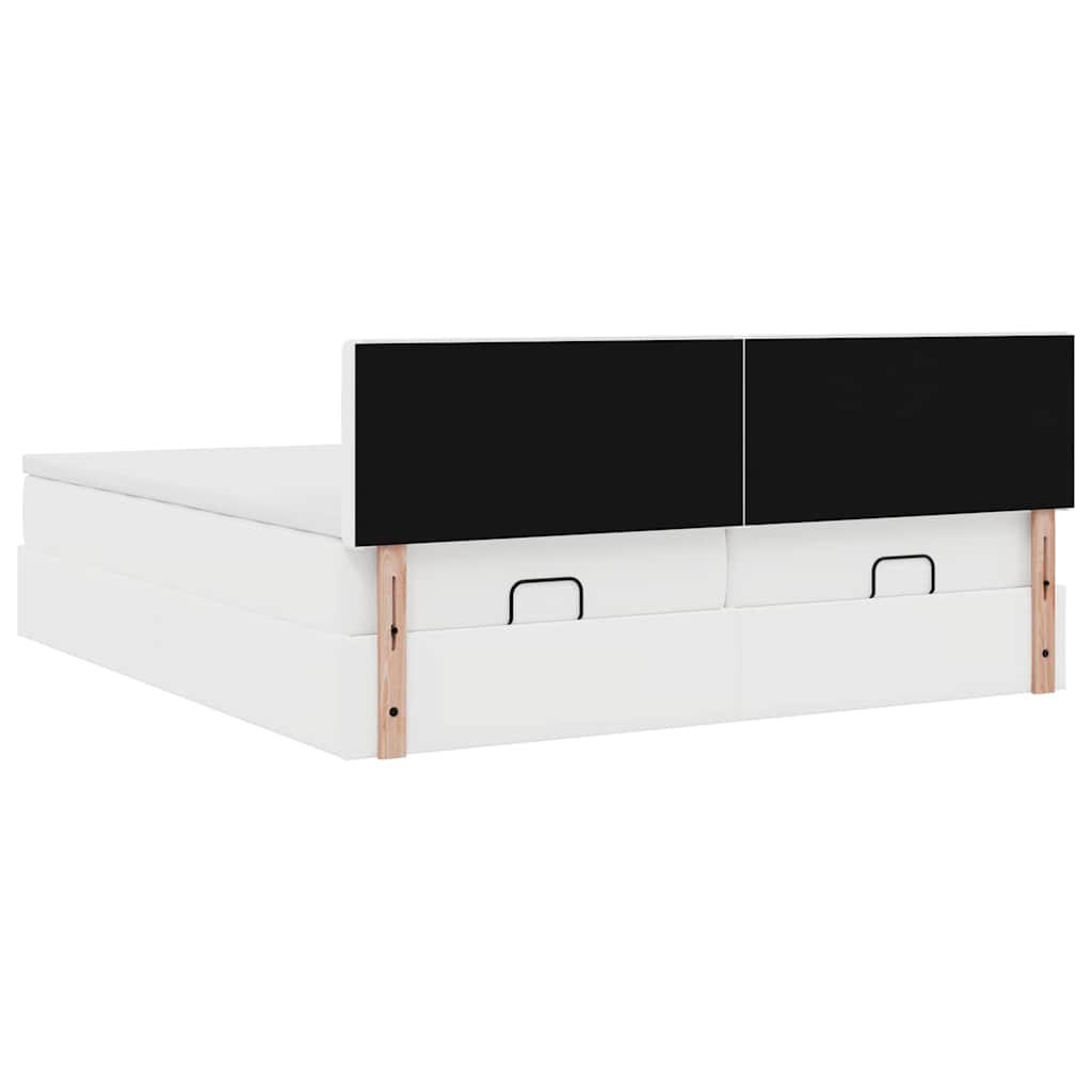 vidaXL Οθωμανικό κρεβάτι με στρώματα Λευκό 160x200cm Faux Leather