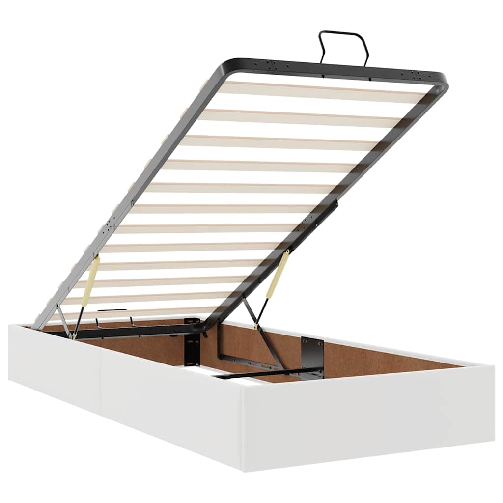 vidaXL Οθωμανικό κρεβάτι με στρώματα Λευκό 180x200cm Faux Leather