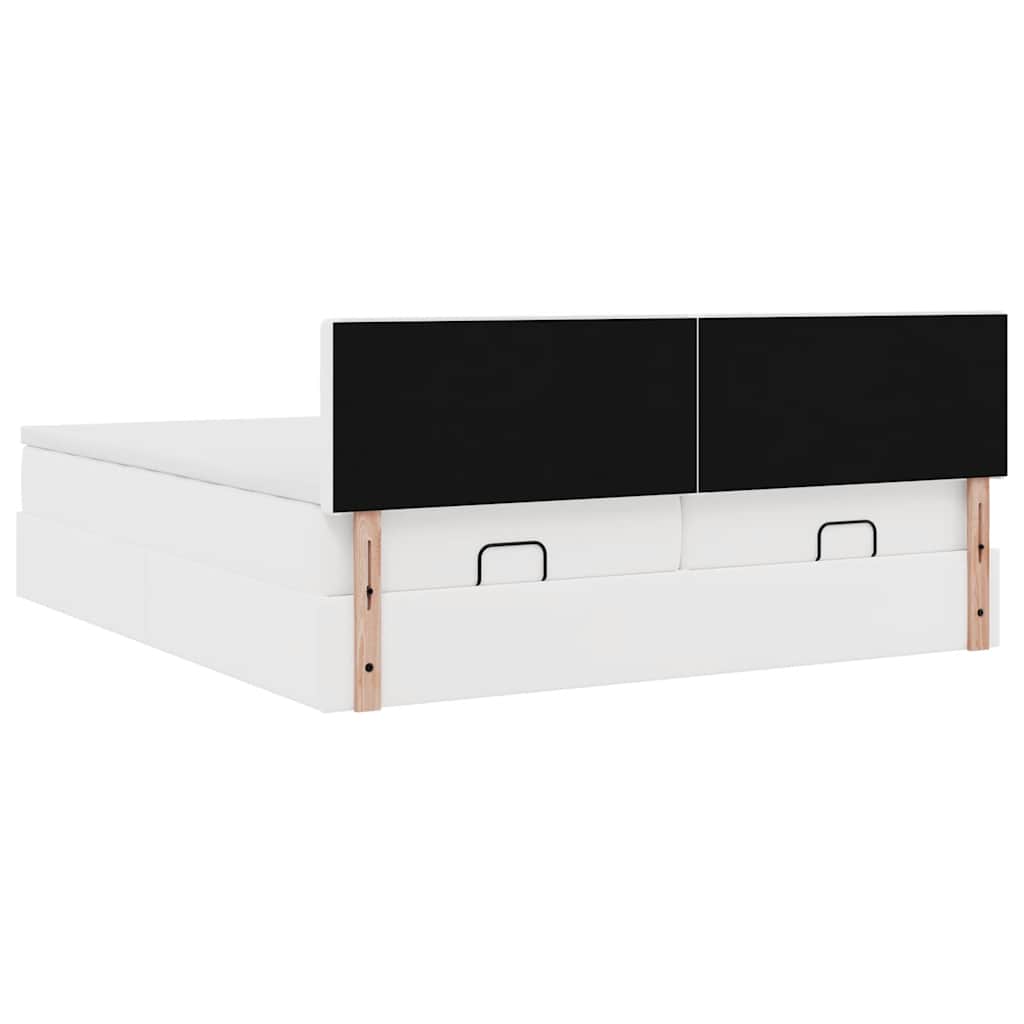 vidaXL Οθωμανικό κρεβάτι με στρώματα Λευκό 200x200cm Faux Leather