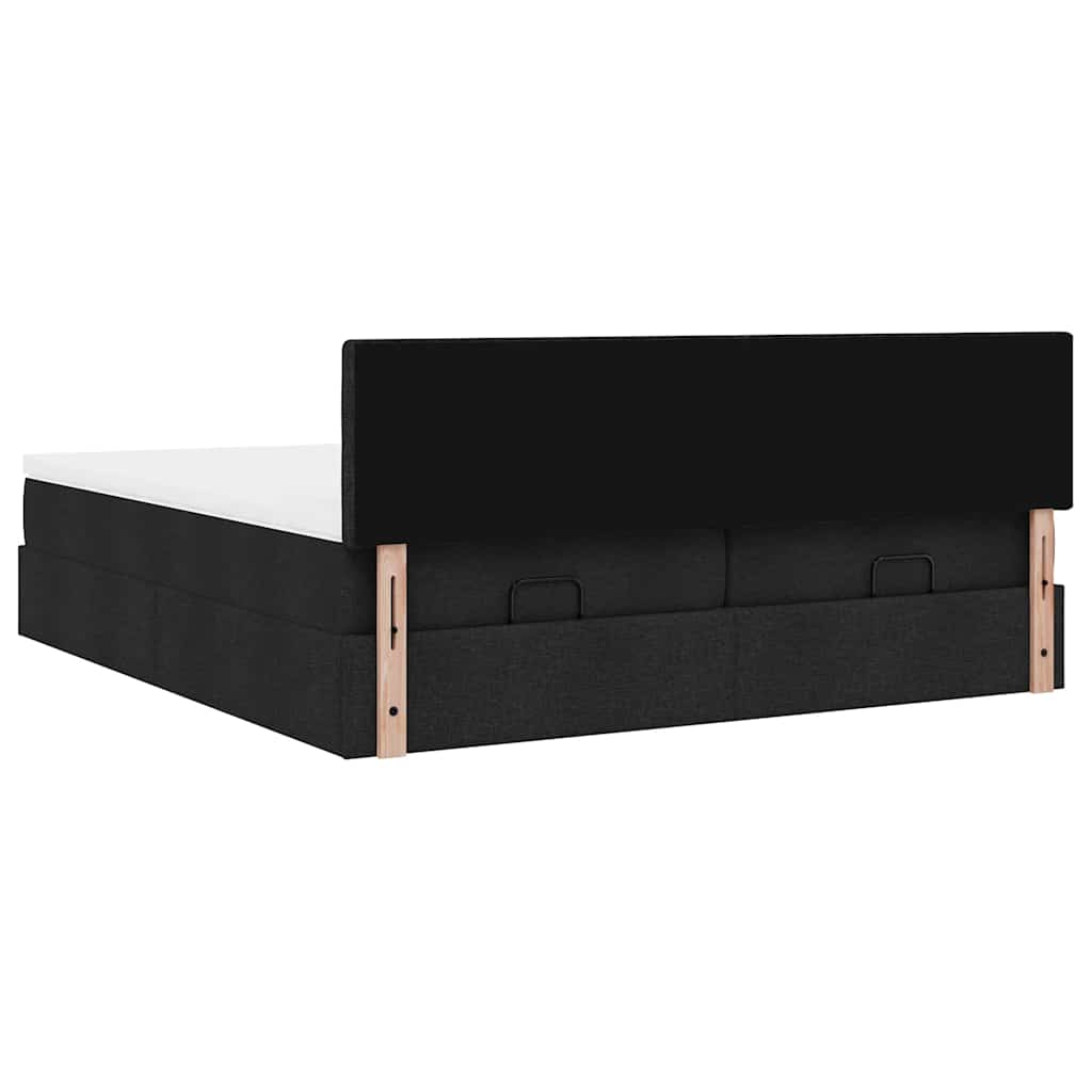 vidaXL Οθωμανικό κρεβάτι με στρώματα Μαύρο 180x200cm Ύφασμα