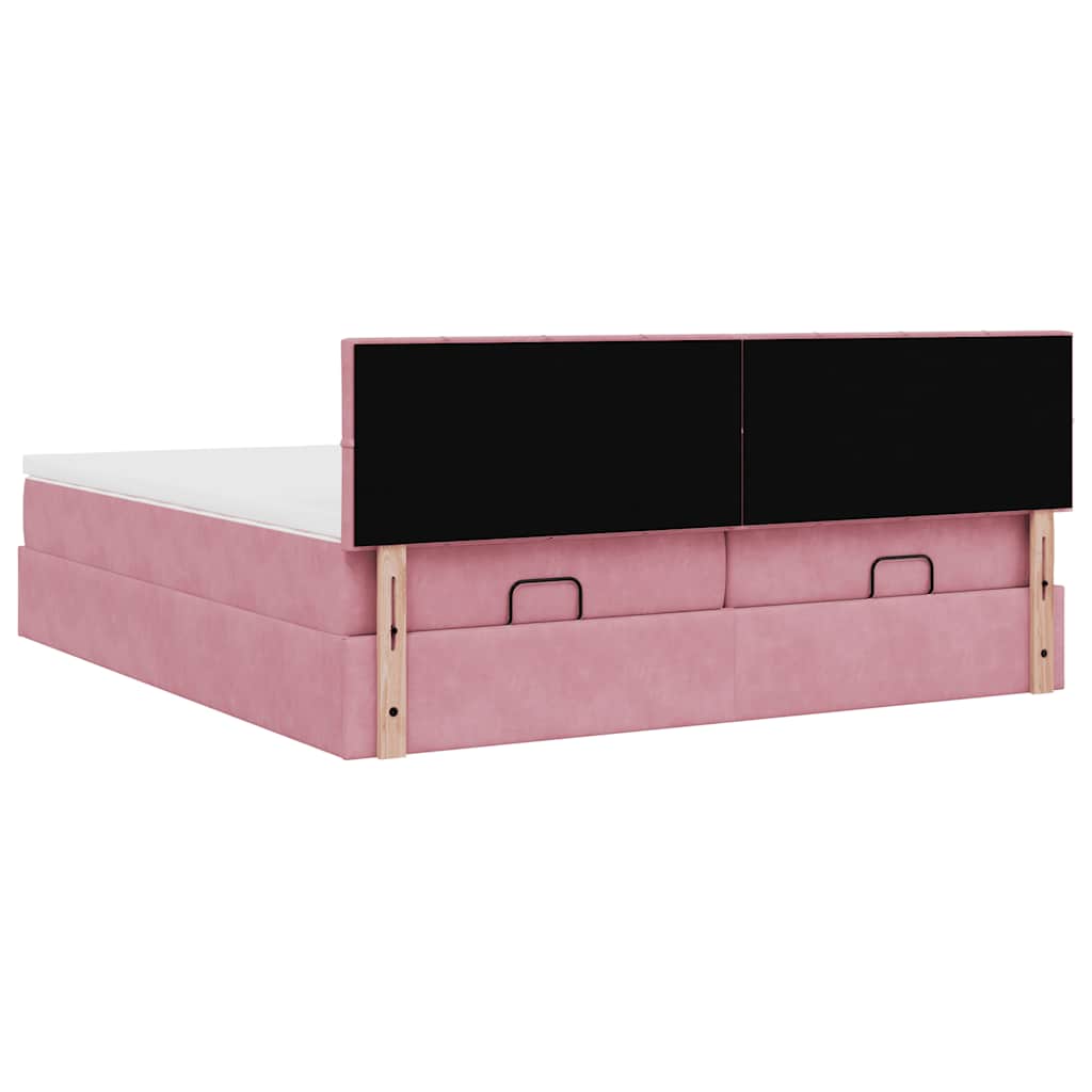 vidaXL Οθωμανικό κρεβάτι με στρώματα ροζ 160x200cm Velvet