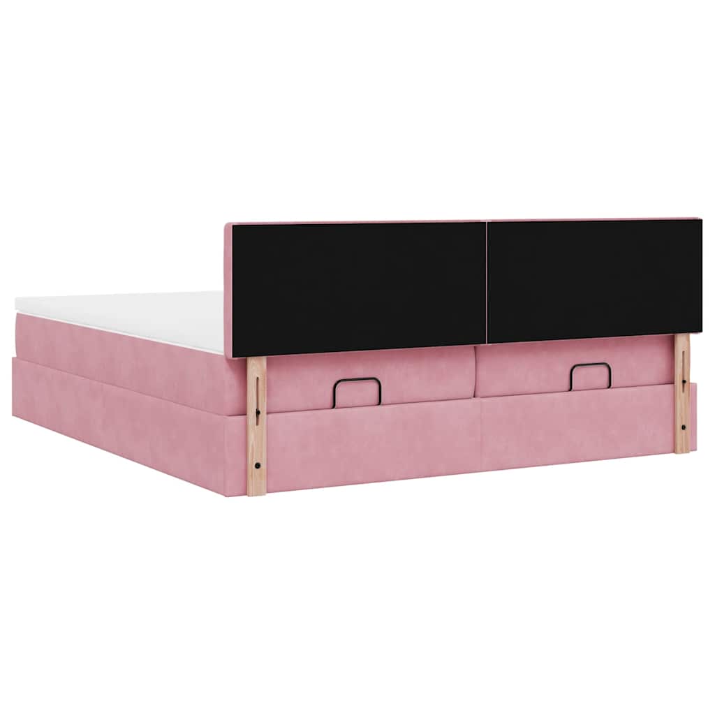 vidaXL Οθωμανικό κρεβάτι με στρώματα ροζ 160x200cm Velvet