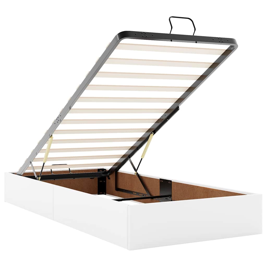 vidaXL Οθωμανικό κρεβάτι με στρώματα & LEDs Καθαρό λευκό Faux Leather