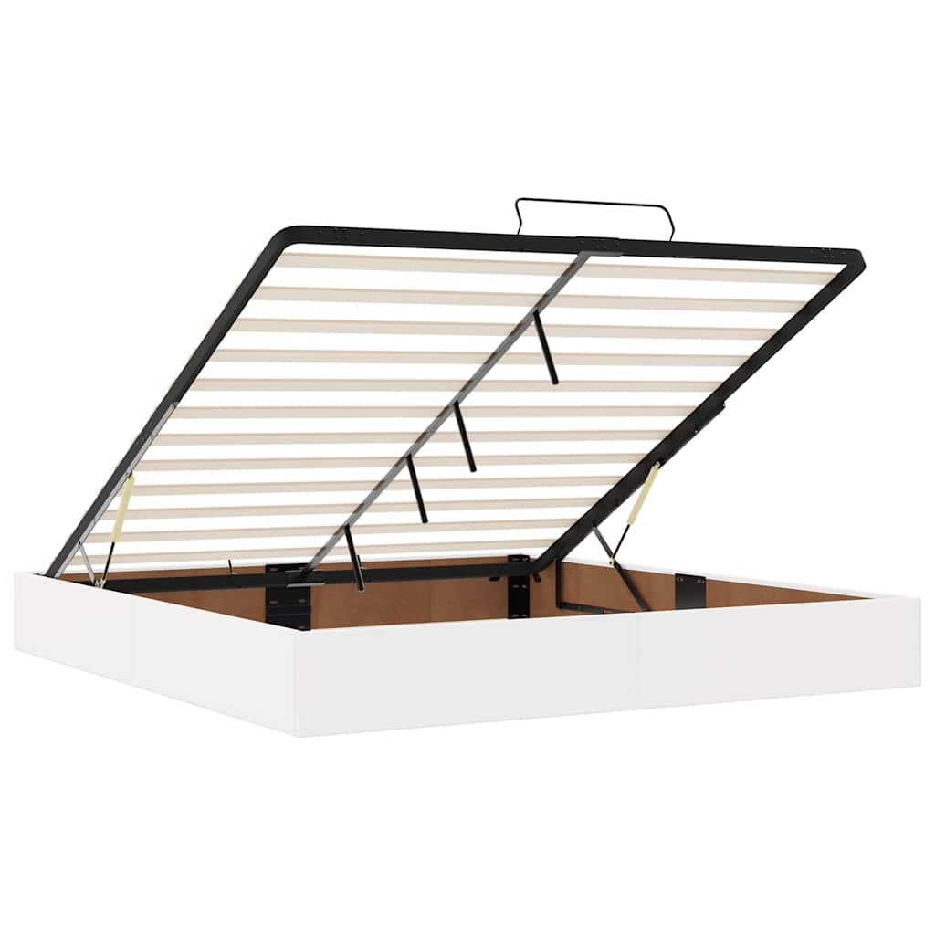 vidaXL Οθωμανικό κρεβάτι με στρώματα & LEDs Καθαρό λευκό Faux Leather