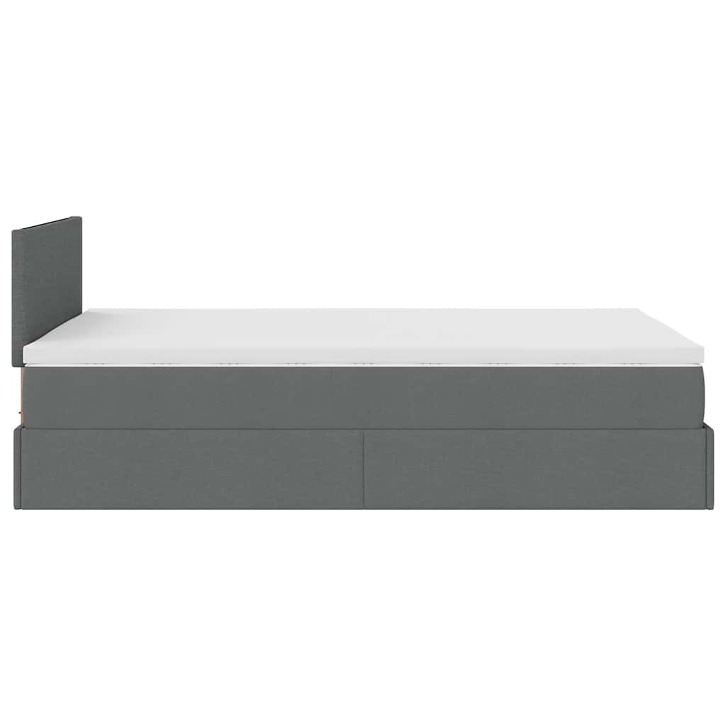 vidaXL Οθωμανικό κρεβάτι με στρώμα & LEDs Σκούρο γκρι 120x200cm Ύφασμα