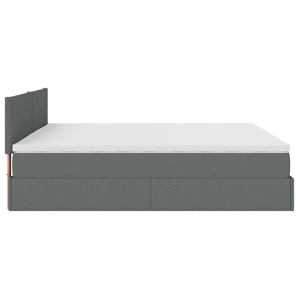 vidaXL Οθωμανικό κρεβάτι με στρώμα & LEDs Σκούρο γκρι 160x200cm ύφασμα