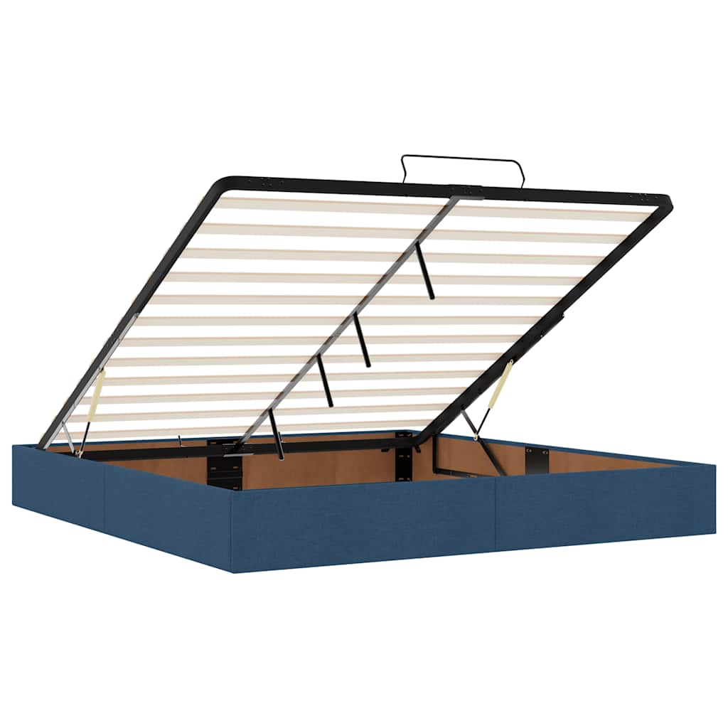 vidaXL Οθωμανικό κρεβάτι με στρώματα & LEDs Μπλε 200x200cm ύφασμα
