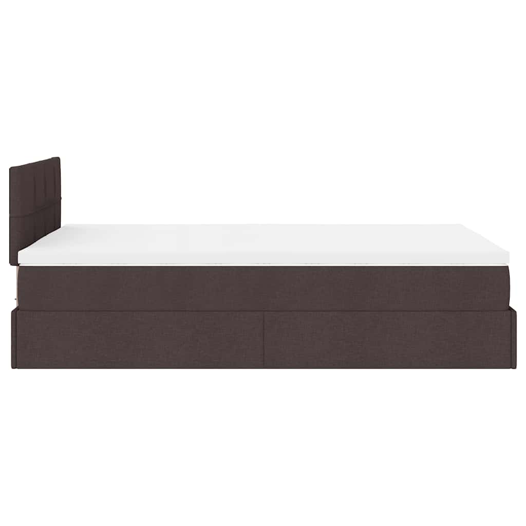 vidaXL Οθωμανικό κρεβάτι με στρώμα & LEDs Σκούρο καφέ 120x190cm ύφασμα
